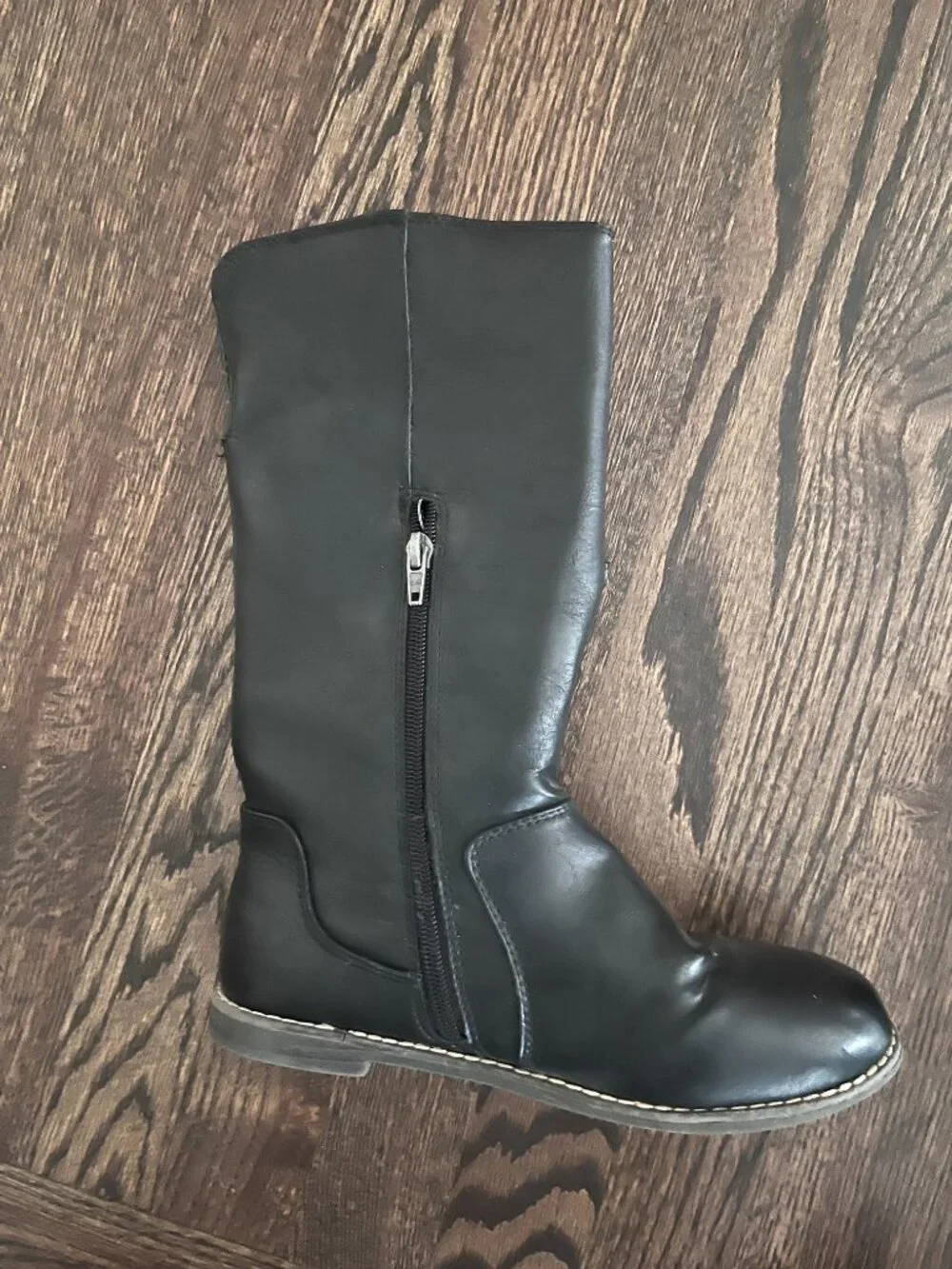 Crazy 8 Girls Black Faux Leather Knee-High Riding Boots Size 3